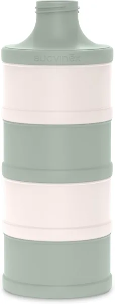 Suavinex Milk Powder and Cereal Dispenser with 4 Compartments Spout and Screw Cap Dishwasher Safe Bonhomia Green
