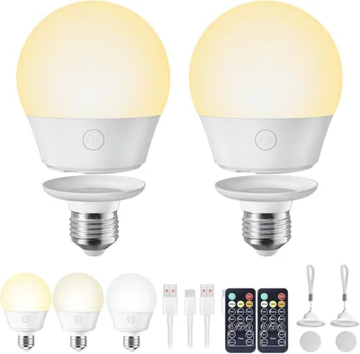 Rechargeable Light Bulb E27 Remote Timer Dimmable