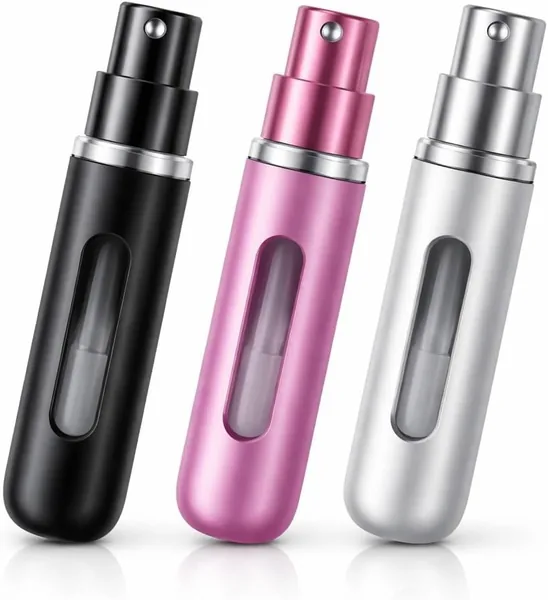 Kit 3 Mini Frascos Port teis para Perfume 5ml Recarreg vel com Spray Atomizador Compacto com Visor Leve para Bolsa, Viagem e Cabine Reutiliz vel e Discreto
