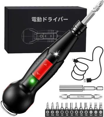 2026モデル 電気スクリュードライバー 小型・高性能・充電式ドライバー 高輝度LEDライト 手動使用 前進・逆回転