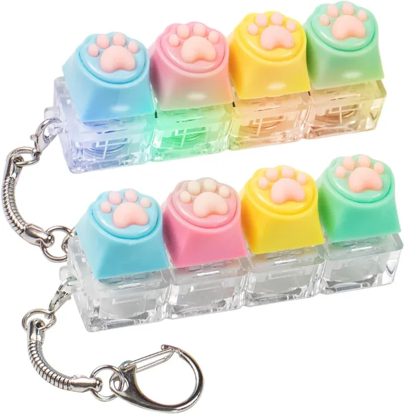 Raw title: Keyboard Fidget Toy 2 Pcs, Light Up and Silent Cat Paw Clicker Keychain for Stress Relief and Anxiety Decompression