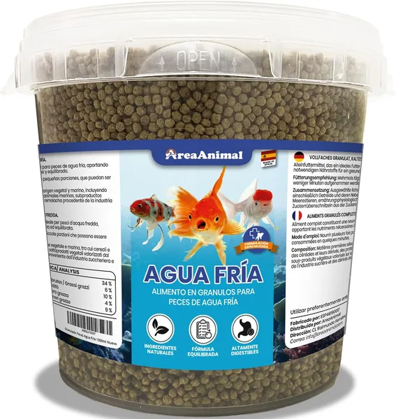 AreaAnimal - Alimento para Peces de Agua Fría, Granulados para Peces 330G/1L, Ideal para Goldfish, Koi y Peces de Agua Fría