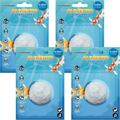AreaAnimal - Comida Vacacional para Peces, 4 Pilas de Alimento para Peces, Vacación de 15 Días, Comida para Peces Ornamentales, N