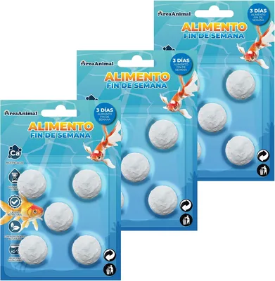 AreaAnimal - Comida para Peces de Vacaciones, 15 Compresas Alimenticias para Peces, Pills para el Fin de Semana de 3 Días, Alimento Natural para Peces Ornamentales
