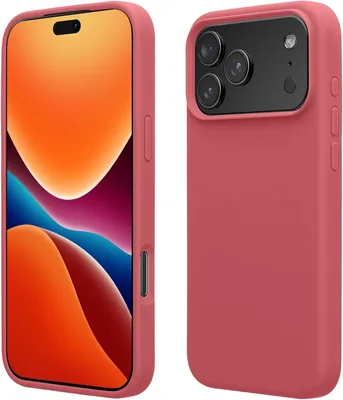 Kw Mobile Telefonfalk för iPhone 17 Pro Max, Silikonfalk - Wireless Charging - Dunkel Rosa