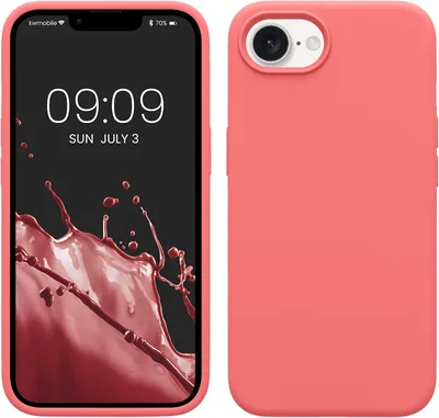 kwmobile Telefonhulla för Apple iPhone 17e/iPhone 16e - Silikonhulla - Draadloos laddare - Pastellkorall Ochskyddshulla