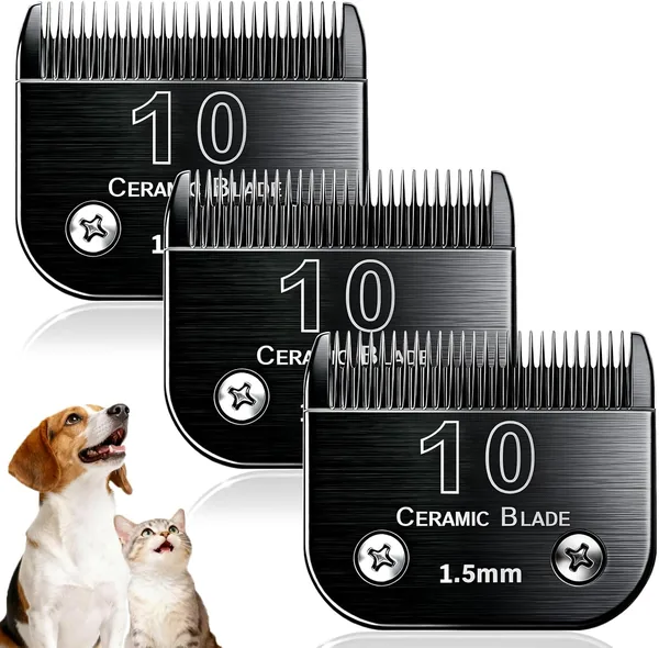 Dog Grooming Blades Detachable Stainless Steel Blade Compatible with Andis Clipper,Dog Clipper Blade for Wahl km10 Series,Oster A5 Clippers (Black-#10/3PCS)