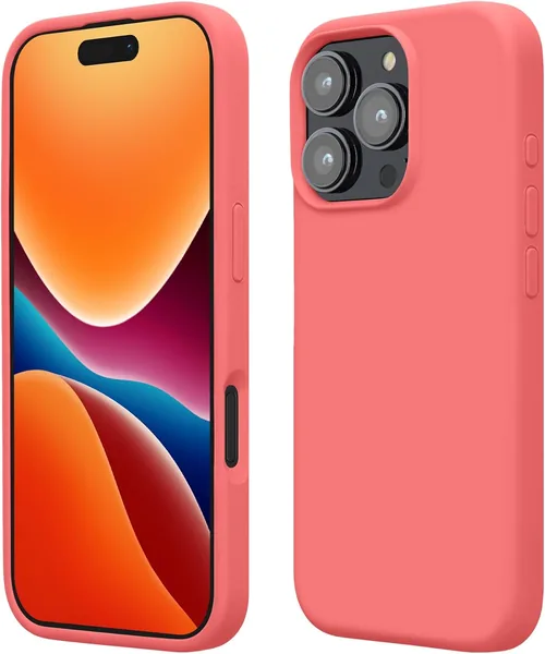 Kwmobile Telefoonhoes Compatibel met Apple iPhone 16 Pro - Zachte Hoes voor Smartphone - Achterkant in Pastel Koraal