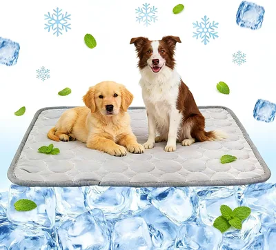 ALKNOT Mat de Refroidissement pour Chien, 100 x 70 cm, Mat Auto-Refroidissant, Pour la Maison, les Voyages ou en Voiture (Gris, XL - 100 x 70)