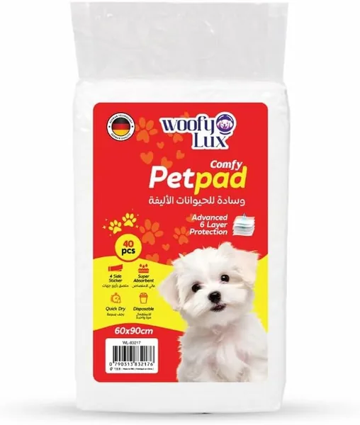 Woofy Lux Pet Training Pads 60x90cm 40 Pack - Extra Large Super Absorbent Puppy Pee Pads with Leak-Proof Backing - Quick Dry Dog Potty Pads for Indoor Use