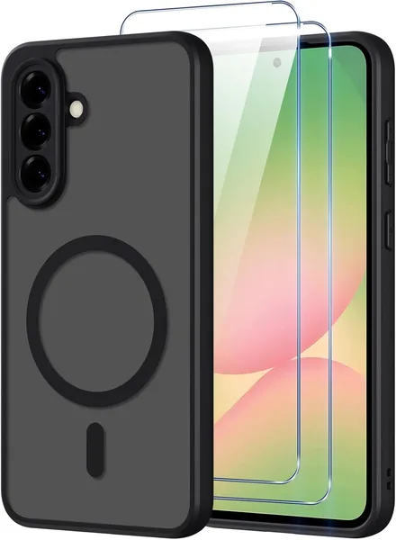 Étui Pnakqil Compatible avec Samsung Galaxy A56 5G - MagSafe, Couvrir Magnétique Translucide Frostré avec 2 Verres Trempés, Choc