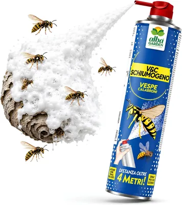 Albagarden - Insetticida in Schiuma per Vespe e Calici 750 ml - Spray a Lunga Portata di Oltre 4 Metri - Formato Maxi per il Controllo dei Parassiti