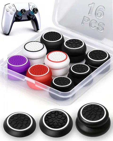 Faysazoy 16-in-1 Performance Thumb Grips Joystick Caps for PS5/4/Xbox/Switch Pro, FPS/CQC/Skin Covers & Anti-Slip Ultimate Comfort