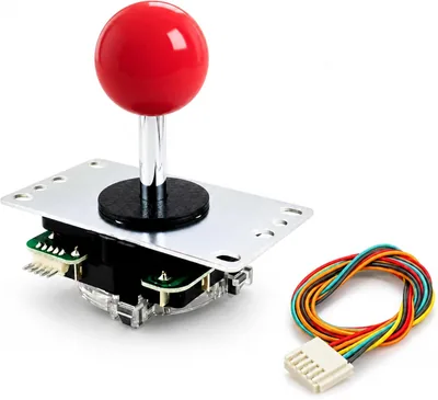 SANWA JLX2-TP-8YT - Joystick Arcade de 2ª Generación con Tapa de Bola Roja y Arnés de 5 Pines, Actualización y Sucesor de JLF