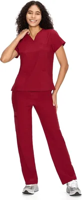COZY SCRUBS Uniforme Médico Mujer Scrubs - Conjunto Enfermería con Blusa Cuello V y Pantalón Recto, 9 Bolsillos Best Deal