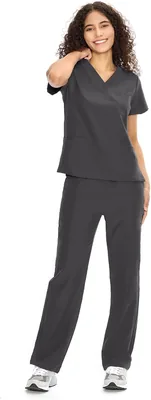 COZY SCRUBS Uniforme Médico Mujer Scrubs - Conjunto Enfermería con Blusa Cuello V y Pantalón Recto, 9 Bolsillos Best Deal