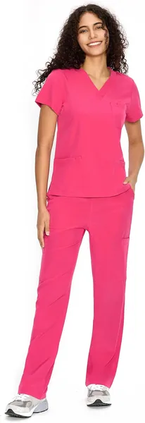 COZY SCRUBS Uniforme Médico Mujer Scrubs - Conjunto Enfermería con Blusa Cuello V y Pantalón Recto, 9 Bolsillos Best Deal