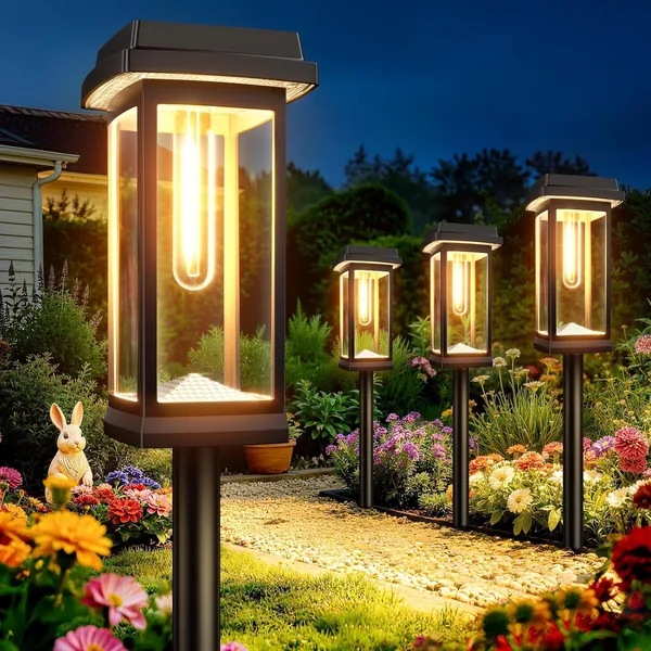 RECHOO Solar Lights for Outdoor Garden Pack of 4