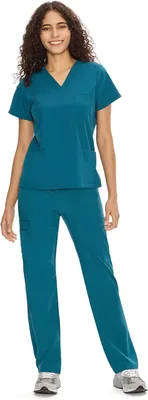 COZY SCRUBS Uniforme Médico Mujer Scrubs - Conjunto Enfermería con Blusa Cuello V y Pantalón Recto, 9 Bolsillos Best Deal