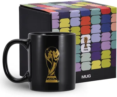 Wagon International Coupe du Monde FIFA 2026 - Tasse Officielle 350 ml - Gravée avec l'Emblème FIFA - Souvenir
