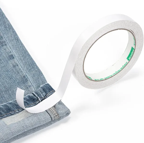 Hemming Tape for Pants, No Iron on Hemming Tape, Double Sided Fabric Carpet Tape, Heavy Duty Stitch Witchery Hem Tape for Clothing, Curtains, Fabric Arts, 0.6Inch X 66 FT