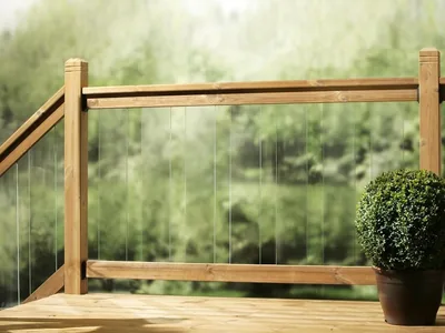 eDecks Clearview 1795mm Decking Balustrade Kit - 7-Panel Clear Tempered Glass with Softwood Rails & 