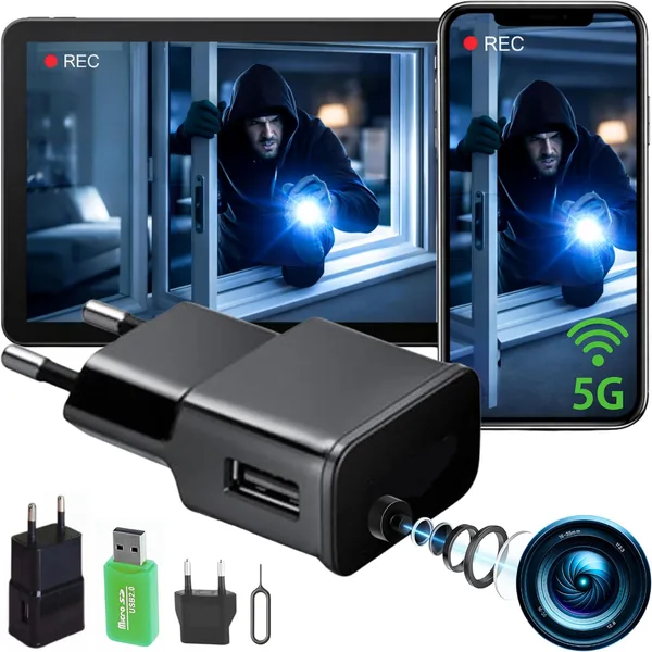 Mini Hidden Spy Camera, 5G WiFi Camouflage (No Lens Hole), No Light When Recording