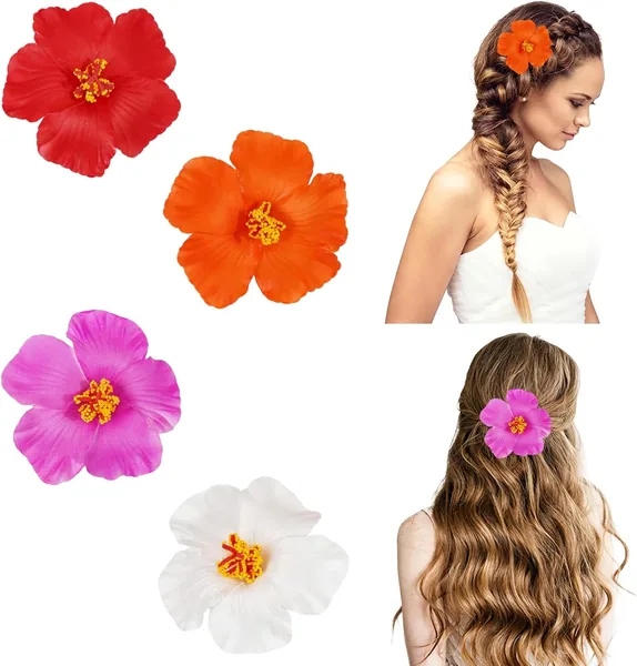 Hawaiian Hair Accessories Flower Hair Clip Set Multicolore Plumeria for Women Girls