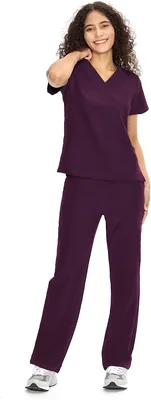 Uniformes Quirúrgicos Mujer, Escote en V y Corte Recto Scrubs Mujer | 9 Bolsillos, Resistente al Agua, Diseño Unisex, Fácil Cuidado - Mejor Precio