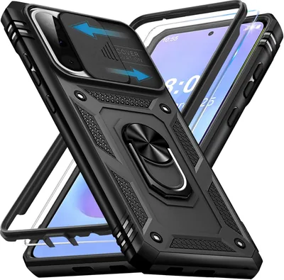 Custodia Giyer per Samsung Galaxy A57 5G con Vetro Temperato, Anti-Shock Militare di Grado 360° Supporto a Anello Armor Bumper