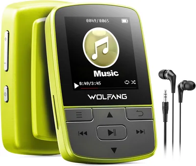 WOLFANG MP3 Jugadores con Bluetooth 5.2, Clip Deportivo, Tamaño Mini, 1 Onza de Peso, Radio FM HiF, Grabador de Voz, Auriculares Incluidos - 30% de Descuento