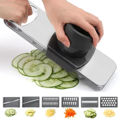 Ordena Mandolina Vegetale con 6 Lame, Tagliatrice Manuale Multifunzionale in Acciaio Inox per Cucumbe - Best Deal