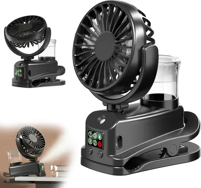 AHYDFSR Mini-Lüfter mit Clip, Wassernebel-USB-Lüfter, 4 Geschwindigkeitsstufen, Portabler Lüfter zum Befestigen, ideal als Tischlüfter