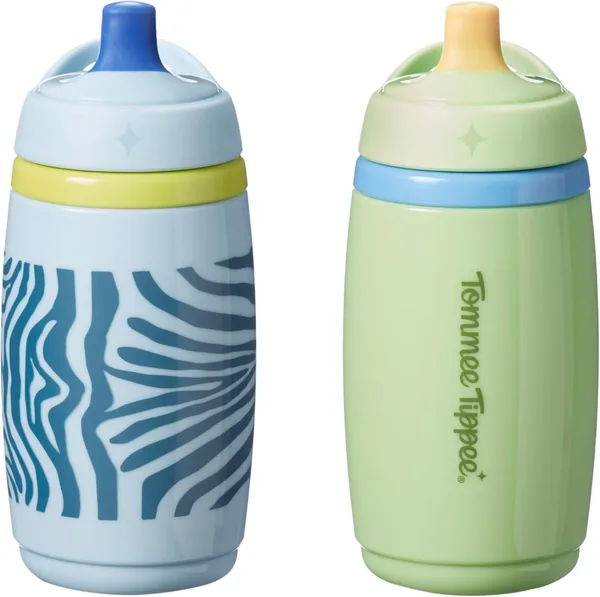 Tommee Tippee Insulated Active Spout Toddler Sippy Cup 266ml Pack of 2 Leak-Proof Children's Water Bottle