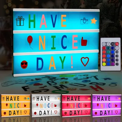 Boîte à messages BARAKYEG, boîte lumineuse, signe LED, 16 couleurs via USB et batterie, 192 lettres et emojis, télécommande