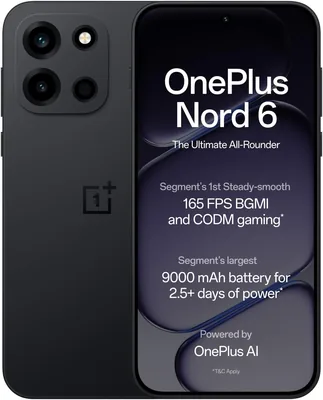 OnePlus Nord 6 (8GB+256GB) पिच ब्लैक | 165FPS गेमिंग | 900mAh बैटरी | 19% ऑफ
