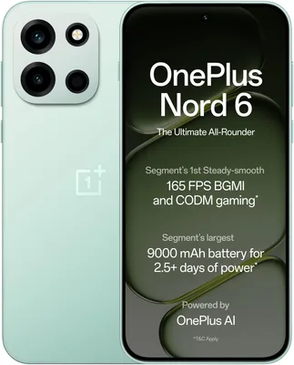 वनप्लस नॉर्ड 6 | 8GB+256GB | फ्रेश मिंट | सनड्रोइड 8s जेन 4 | सेगमेंट की पहली स्थिर 165FPS गेमिंग | सेगमेंट का सबसे बड़ा 9000