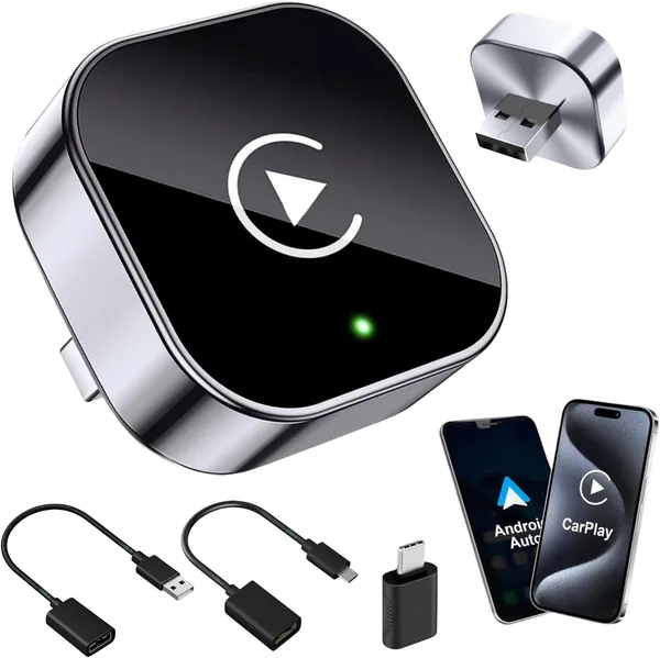 Tesorista Wireless Carplay 2-in-1 Mini (2026 Version) - USB Plug & Play, Reconnection ~3s, USB-A/USB-C and Rigid Dongle for Hard Ports