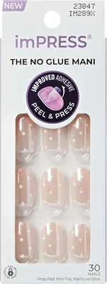 Kiss Impress No Glue Mani Press On Nails, 'Fallin'' Design, Pink, Short Oval
