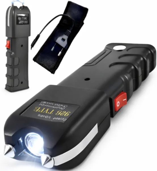 Lanterna T tica LED com Dispositivo de Descarga El trica para Autodefesa 2 em 1 Recarreg vel Bivolt 110/220 Seguran a Pessoal Uso Urbano e Camping
