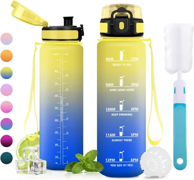 JAPORIA 1L Bottiglia d'Acqua con Timbri Temporali, Antiscivolo e Filtro, Senza BPA per Scuola e Ufficio - Best Deal