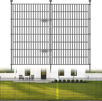 10 Panels Dekorative Gartenzaun mit Tor, 122 cm hoch, Gesamtlänge 720 cm Hundezäun für Außenbereich, Rostfreier Metallzaun - 18% Rabatt