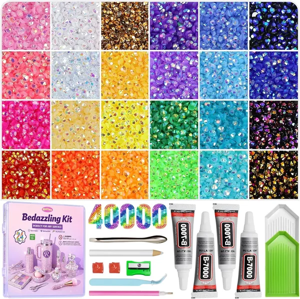 Redtwo 40000Pcs Resin Jelly Rhinestones