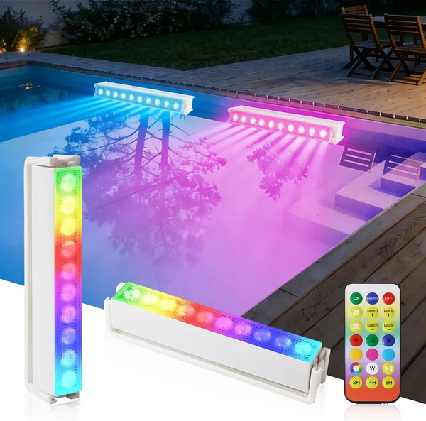 Luz LED bajo el agua para piscina inal mbrica y recargable, l mpara sumergible con mando a distancia