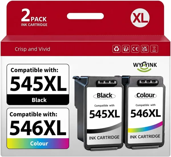 545XL 546XL Ink Cartridges Replacement for Canon 545 and 546 PG545 Black CL546 Colour Ink Cartridge 