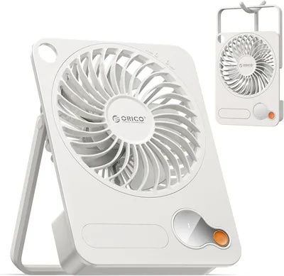 ORICO DoFan USB Tischventilator mit 3200 U/min, 3600 mAh Akku & LED Nachtlicht, 180° flexibler Halterung für Wand & Tisch, 3 Geschwindigkeitsstufen