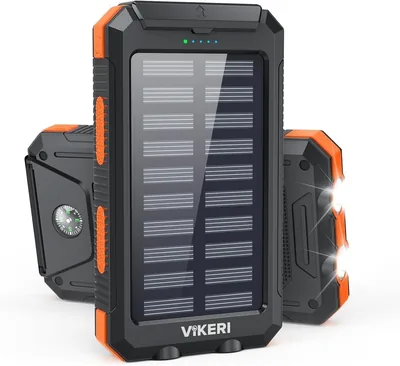 Chargeur solaire Vikeri 26800 mAh, étanche, batterie externe avec port USB-C pour charge rapide et 4 prises