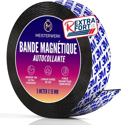 Ruban magnétique MEISTERWERK puissant - Colle adhésive avec force magnétique optimisée