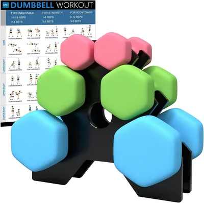 GYMSTR 12KG Hex Dumbbell Weights Set with Storage