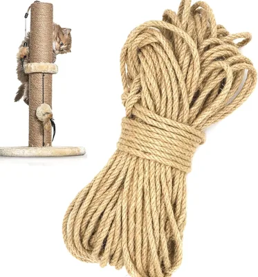 32.8FT Jute Rope, 10mm Thick Jute Twine String, Natural Braided Jute Garden Rope for Cat Scratching 